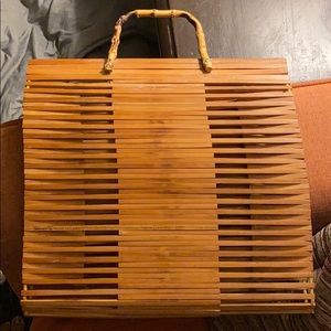 Vintage slated purse w/ Bamboo handle